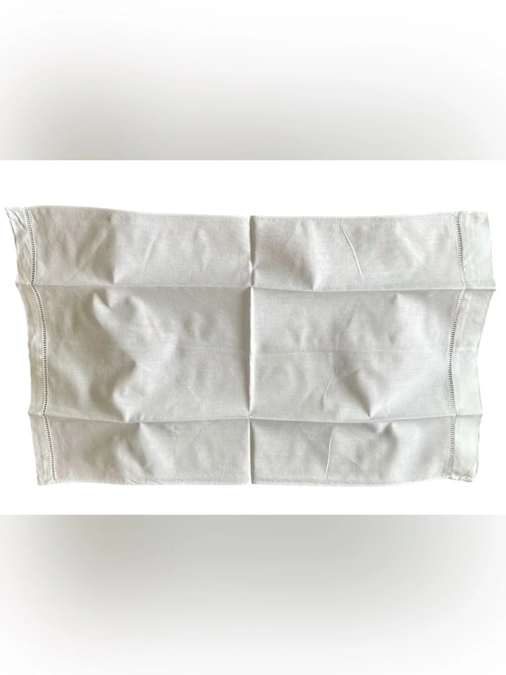 Set of 12 White Linen Cotton Blend Guest Towels - Classic Hemstitch